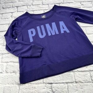Puma Womens XL Purple Crew Neck Sweatshirt Athleisure Graphic Logo